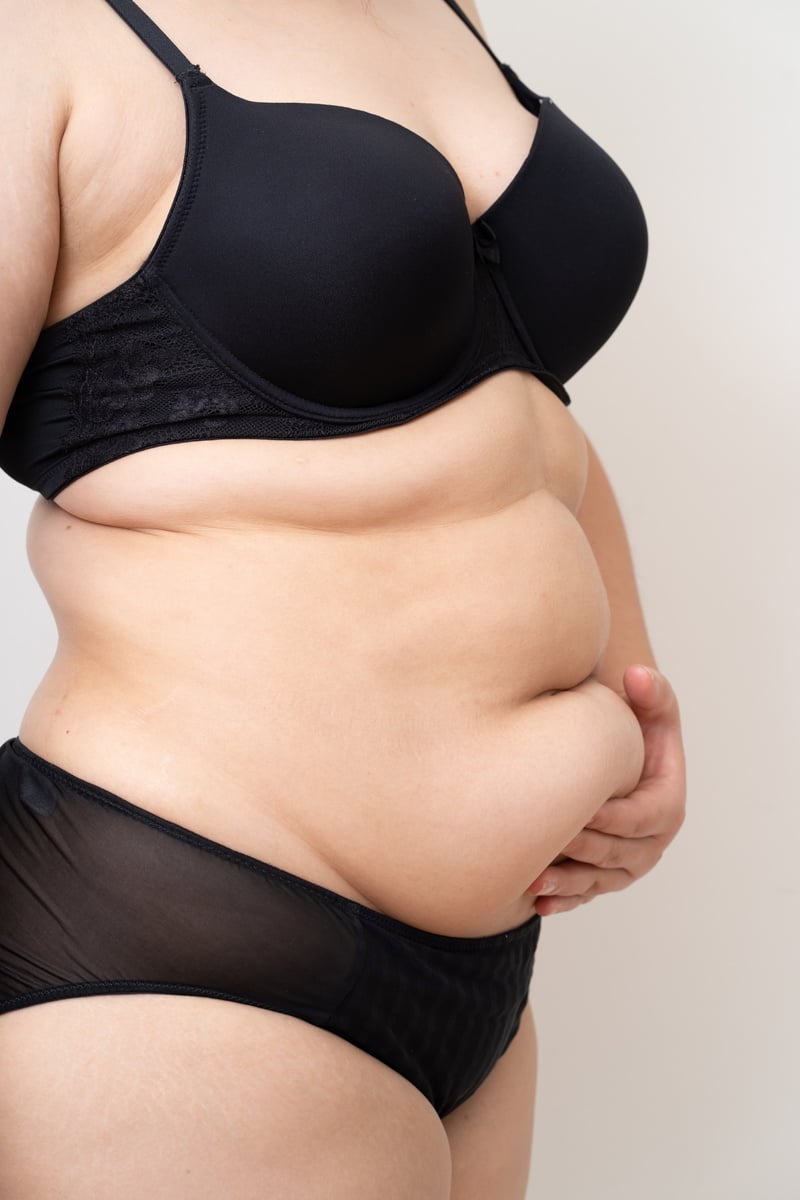 Woman Pinching Stomach Fat 